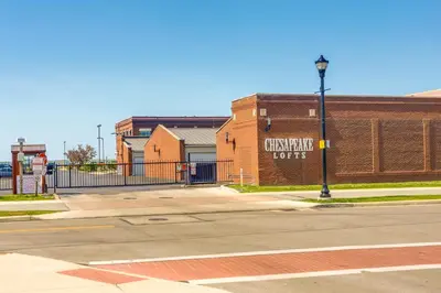 a brick building with a sign on the side of it at Waterfront Sandusky Vacation Rental Downtown! in Sandusky