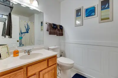 a bathroom with a sink and a toilet and a mirror at Pet-Friendly Union Vacation Rental with Pool! in Union