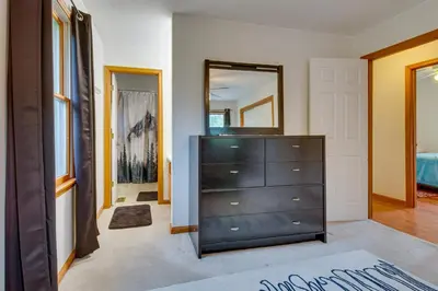 a bedroom with a dresser and a mirror at Pet-Friendly Union Vacation Rental with Pool! in Union