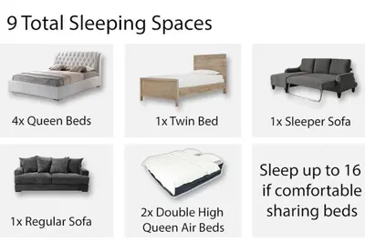 a collage of different types of furniture at 2 Large Apts w Parking - Downtown Over the Rhine in Cincinnati