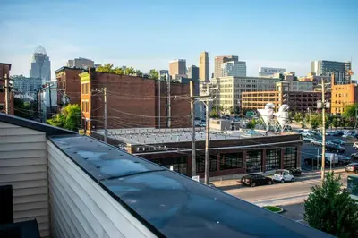 a view of a city from the roof of a building at Huge Parkside Retreat - Private Roof Decks in Cincinnati