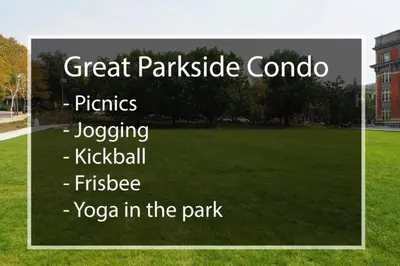 a sign that says great parkisode combo pitches jogging kicking kicking k at Broadway Suites - Stunning Downtown Condos in Cincinnati