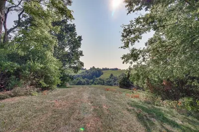 a dirt road in the middle of a field with trees at Kentucky Retreat Near Williamstown Lake! in Williamstown