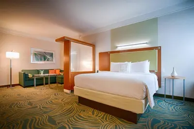 a hotel room with a bed and a couch at SpringHill Suites by Marriott Canton in North Canton