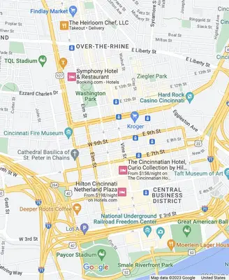 a map of over the rhine in munich at Cozy Apartment in Historic OTR in Cincinnati