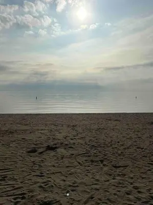 a sandy beach with the sun in the sky at Lakeside Oasis/Golf Cart/Beach in Luna Pier