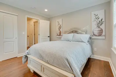 a bedroom with a large bed in a room at Powell Home with Fire Pit - 5 Mi to Columbus Zoo! in Powell
