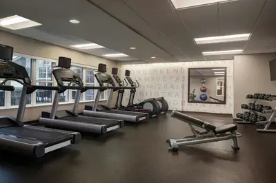 a gym with several treadmills and cardio machines at Residence Inn by Marriott Akron Fairlawn in Fairlawn