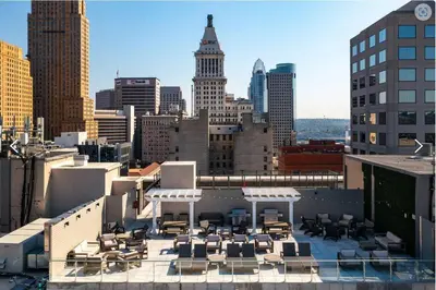 a view of a city skyline with a building at Downtown Stroll to the Bengals in Cincinnati