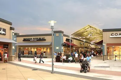 a rendering of a shopping mall with people walking around at Home among the Nook in Hamilton Ohio in Hamilton