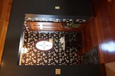 an overhead view of a living room with flowers at The Kennedy House in Grayson