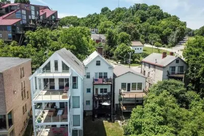 an aerial view of a city with houses at Explore Downtown and Mount Adams with River Views in Cincinnati