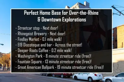 a billboard on the side of a street at Parlor - Explore OTR and DT from Restored 1894 Italianate in Cincinnati