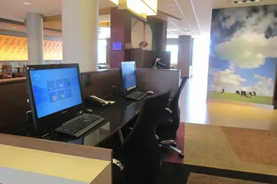 an office with a desk with a computer on it at Fairfield Inn and Suites Canton South in Canton