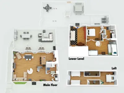 two views of a floor plan of a house at Lakefront, Private Covered Dock, Huge Balconies in Williamstown