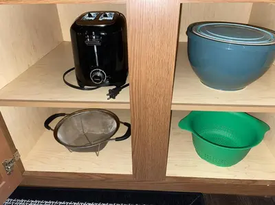 a shelf with a camera and a bowl on it at 3 Bedroom in Hocking Hills w King Bed Logan Ohio in Logan