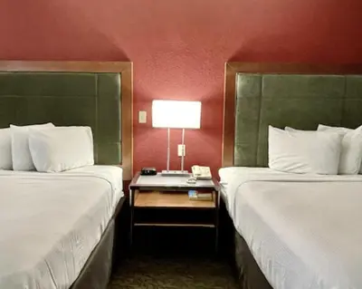 a hotel room with two beds and a table with a lamp at FairBridge Inn & Suites Fort Wayne in Fort Wayne