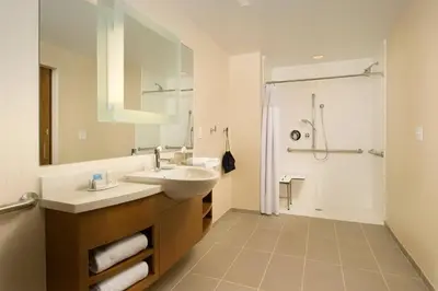 a bathroom with a sink and a shower at SpringHill Suites by Marriott Bridgeport Clarksburg in Bridgeport