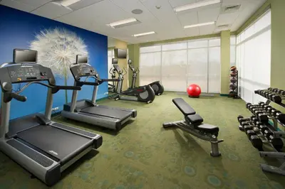 a gym with several treadmills and cardio machines at SpringHill Suites by Marriott Bridgeport Clarksburg in Bridgeport