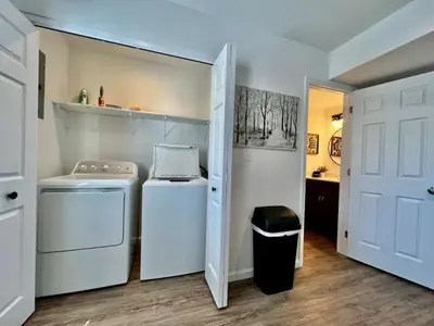 a laundry room with a washer and dryer in it at Pearl of a home, central Batesville, IN -New build in Batesville