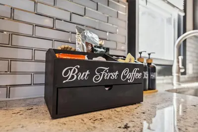 a black box sitting on a counter in a kitchen at Fairfax Urban Oasis - New Reno - 5 mins to Clinic in Cleveland