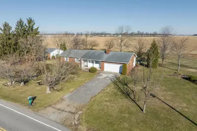 an aerial view of a house on the side of a road at Sunset Cottage in Good Hope