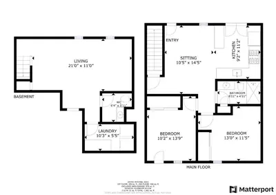a floor plan of a house at 2BR Townhome with Parking - Walk to Stadiums & Downtown in Covington