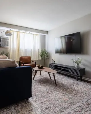 a living room with a couch and a coffee table at Maple Heights Serenity Libby Unit 2 in Maple Heights