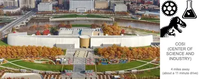 a rendering of a large building in a city at 4 Bed 3 bath Boutique Home Near OSU, Crew Stadium, Short North, COSI, & Downtown in Columbus