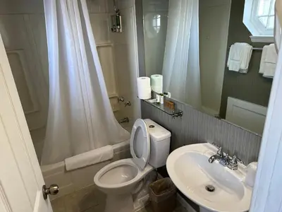 a bathroom with a toilet and a sink at Island House Historic Vacation Rentals in Port Clinton