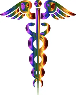 an illustration of a caduceus medical symbol with wings at BlissPoint Inn & Suites, Northwood in Northwood