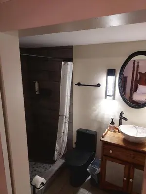 a bathroom with a shower and a toilet and a sink at 5BR Home - Pets Allowed by ARK Experience in Williamstown