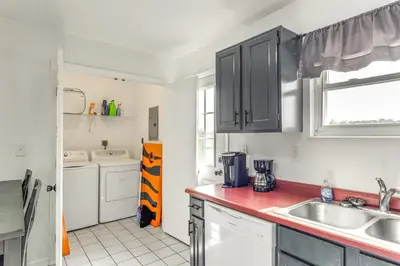 a kitchen with a sink and a counter top at Quiet Dry Ridge Home with Yard - Near Ark Encounter! in Dry Ridge