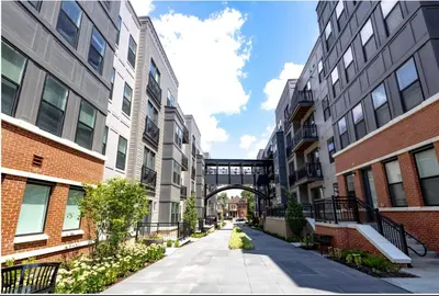 an alley way between buildings in a city at 3 Stylish apartments near shops and entertainment in Cincinnati
