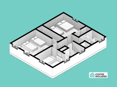 a diagram of a house at 3 Bedroom House, 7 Beds, Sleeps 10, Dayton in Dayton
