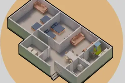 a rendering of a room with a house at Sleeps 16 with 11 Beds 6 Bedrooms plus WIFI in Dayton