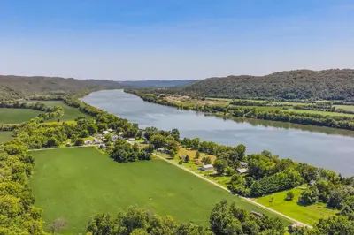 an aerial view of the allegheny river at Stout Cabin with Fire Pit 1 Mi to Ohio River! in Stout