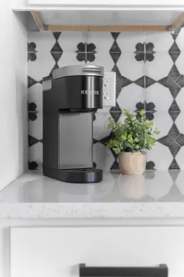 a coffee maker on a counter with a plant at Charming Home in Cleveland 3219 in Ohio City