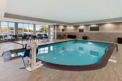 a large swimming pool in a hotel room at The Hilton Garden Inn in Grove City