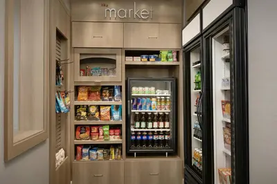 a refrigerator filled with lots of food and drinks at Residence Inn by Marriott Dayton Miamisburg in Miamisburg