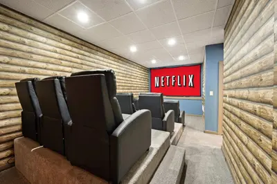 a waiting room with chairs and a red sign at Cozy retreat on private estate with Hot Tub in Lancaster