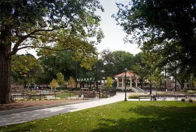 a park with a gazebo and benches in a park at Boho Studio Loft Meets Luxury in OTR Cincinnati! in Cincinnati