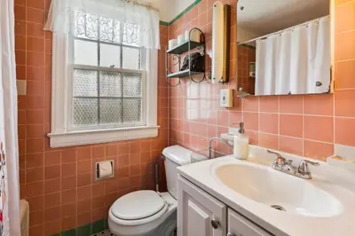 a bathroom with a toilet and a sink at Near CLE Clinic - Long term stays accepted in Shaker Heights