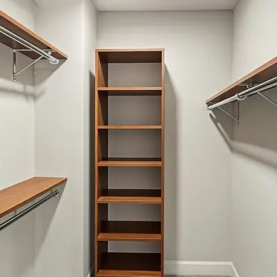 a walk in closet with wooden shelves at Spacious Downtown Sq Stadium, Casino, R&R HoF in Cleveland