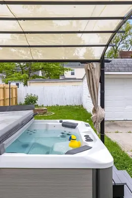 a rubber duck in a hot tub in a backyard at 27150 Forestview Ave, Euclid in Euclid