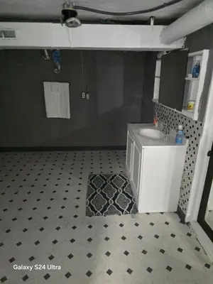 a bathroom with a sink and a toilet at Leisure guest home in Lorain