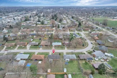 an aerial view of a suburb with a street at The Reynoldsburg Getaway in Reynoldsburg