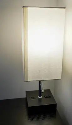 a lamp sitting on top of a table at Buckeye Lake Getaway in Thornville