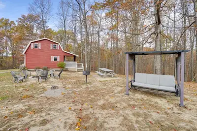 a gazebo and a picnic shelter with a red barn at Picnics and Bonfires Rosedale Retreat! in Rosedale