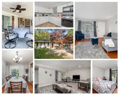 a collage of pictures of a kitchen and a living room at Ashwood Arbor 6 bed 3 bath sleeps 13 in Olde West Chester